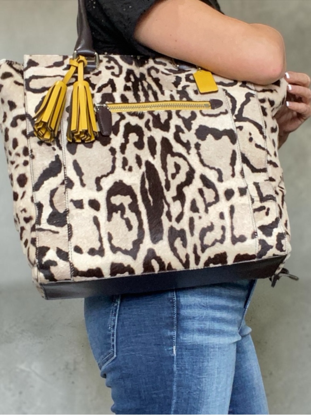 Coach XL Legacy HairCalf Ocelet North South Tote Bag - Picture 4 of 17